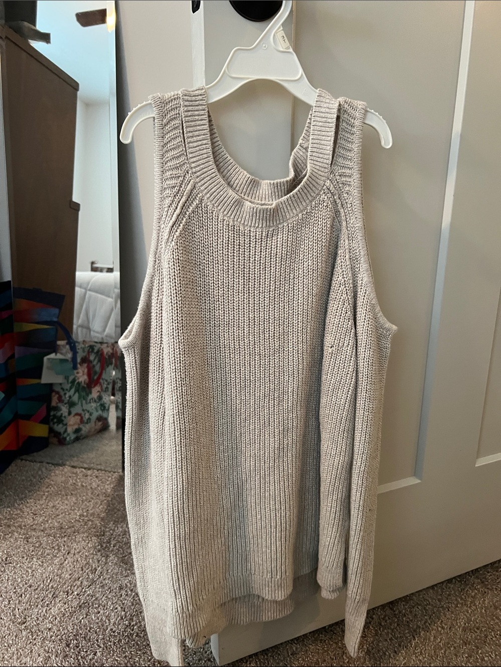 Hollister Light Gray Off-Shoulder Knit Sweater